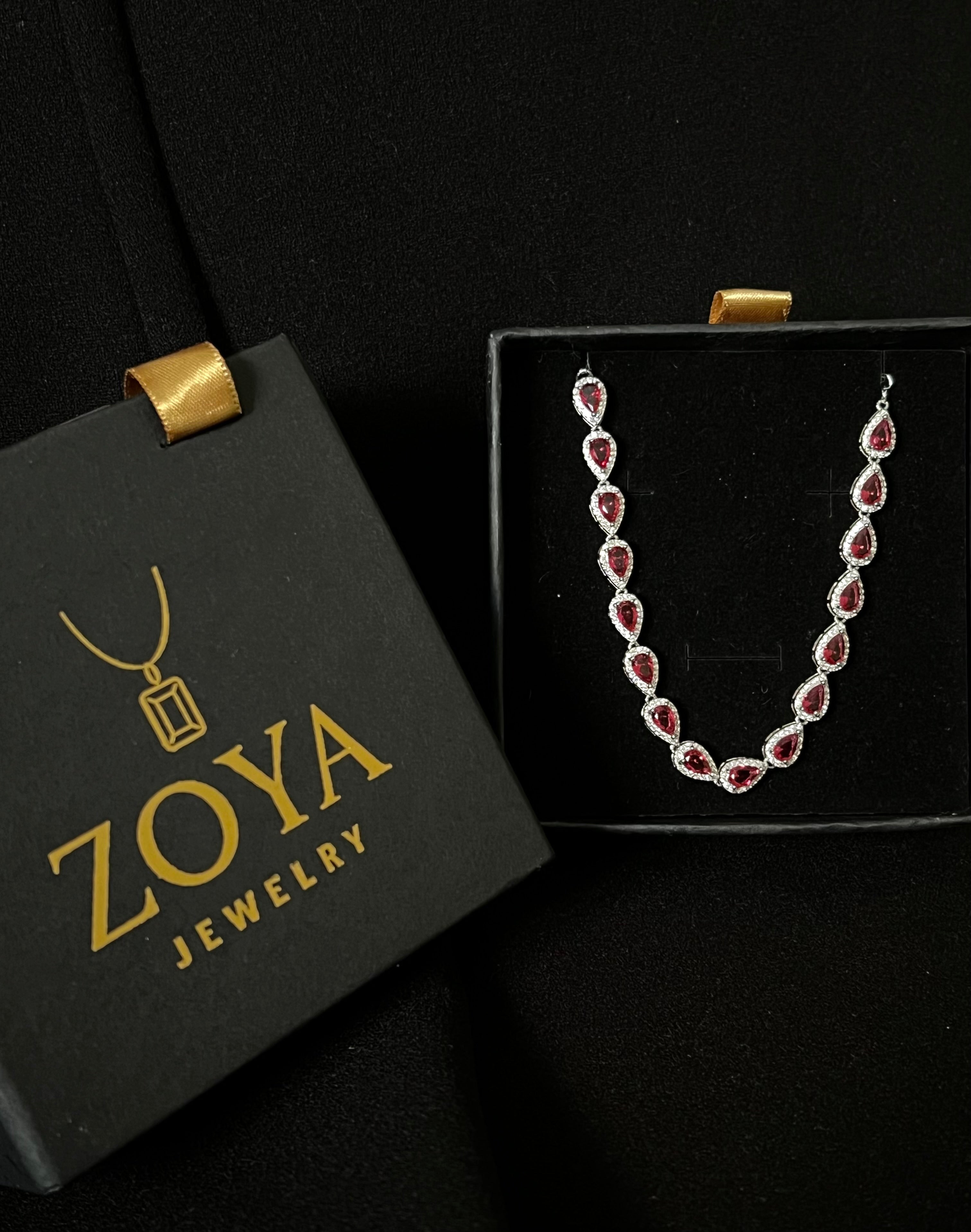 Ruby Red Teardrop Bracelet