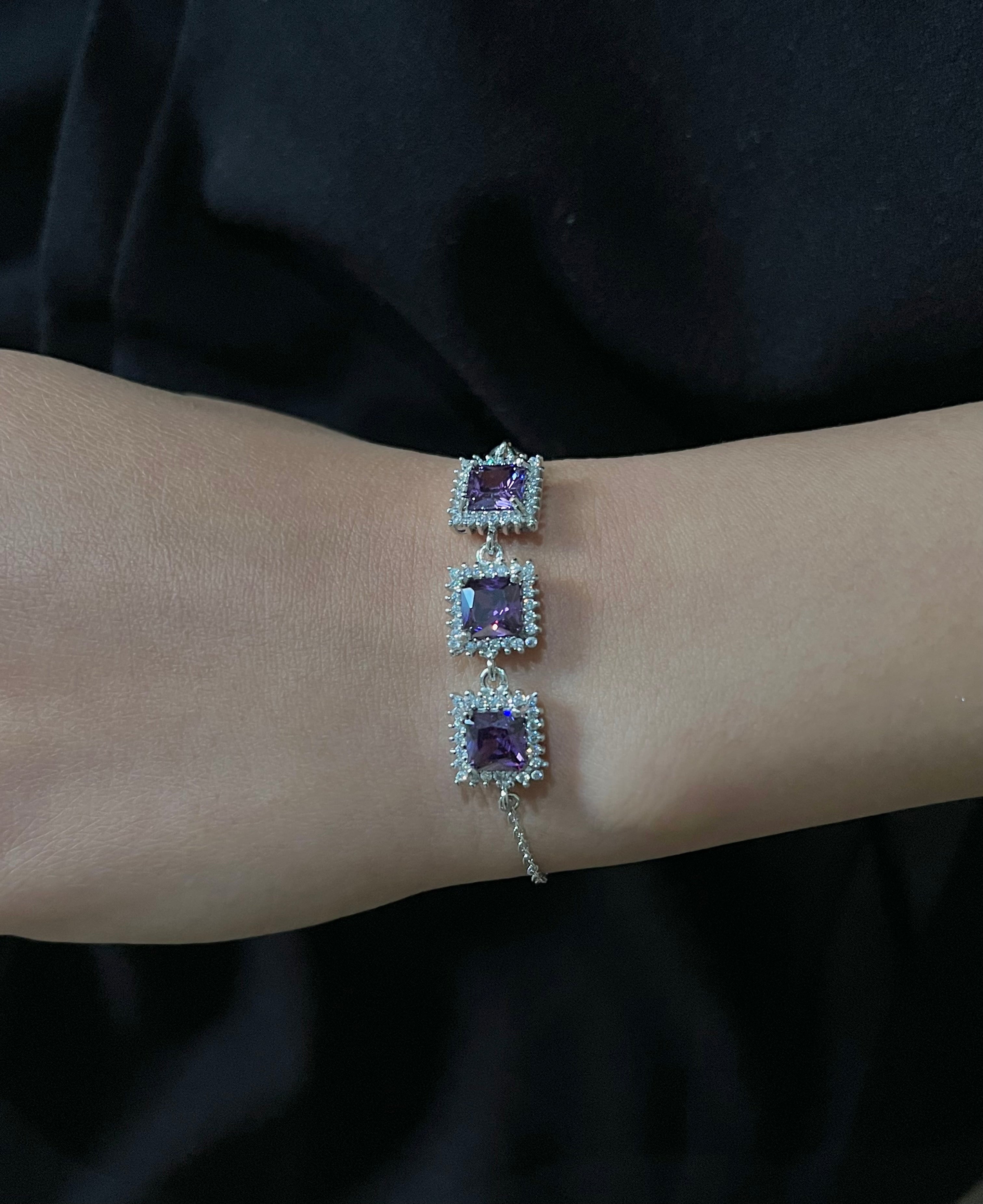Amethyst Square Halo (Purple Stones)