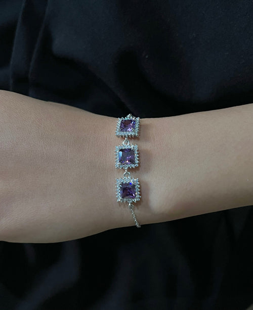 Amethyst Square Halo (Purple Stones)