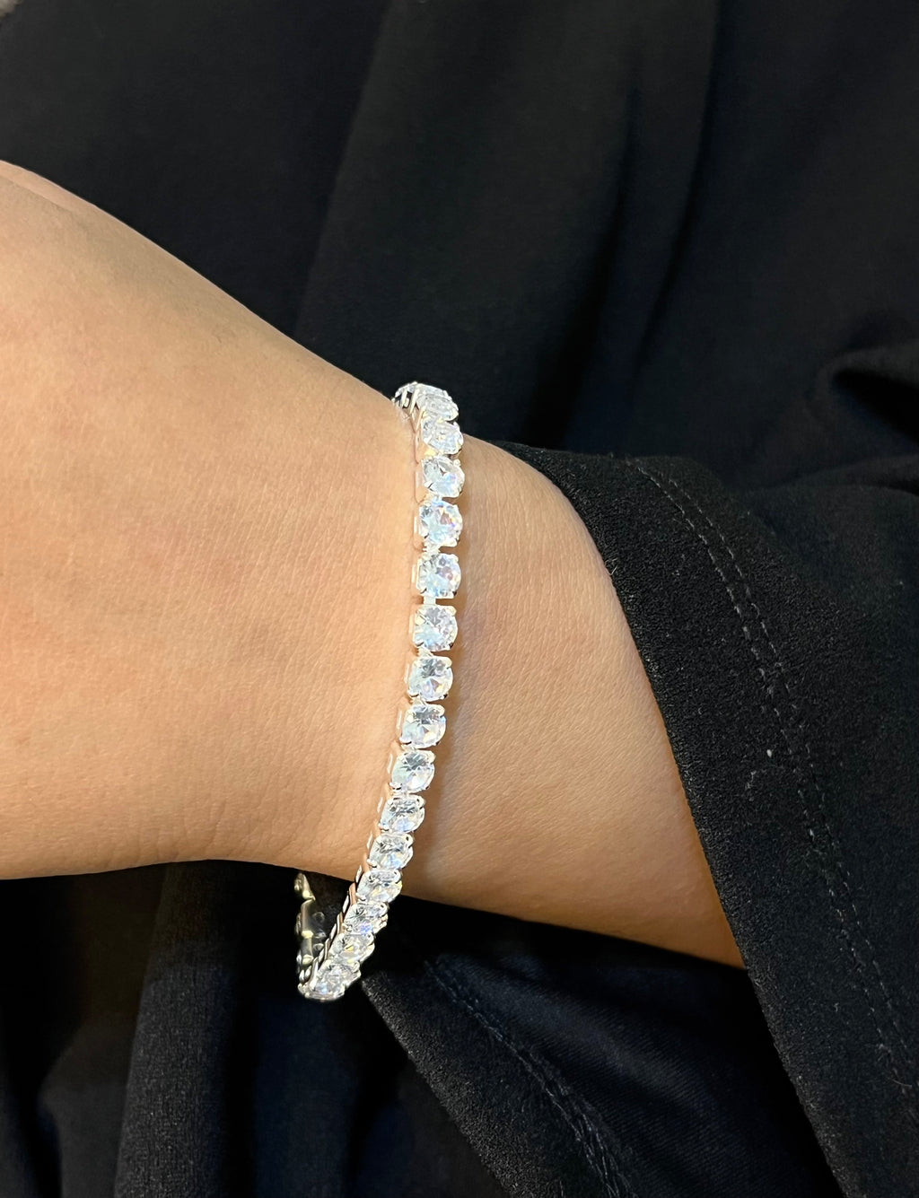 Full Round Tennis Silver Bracelet