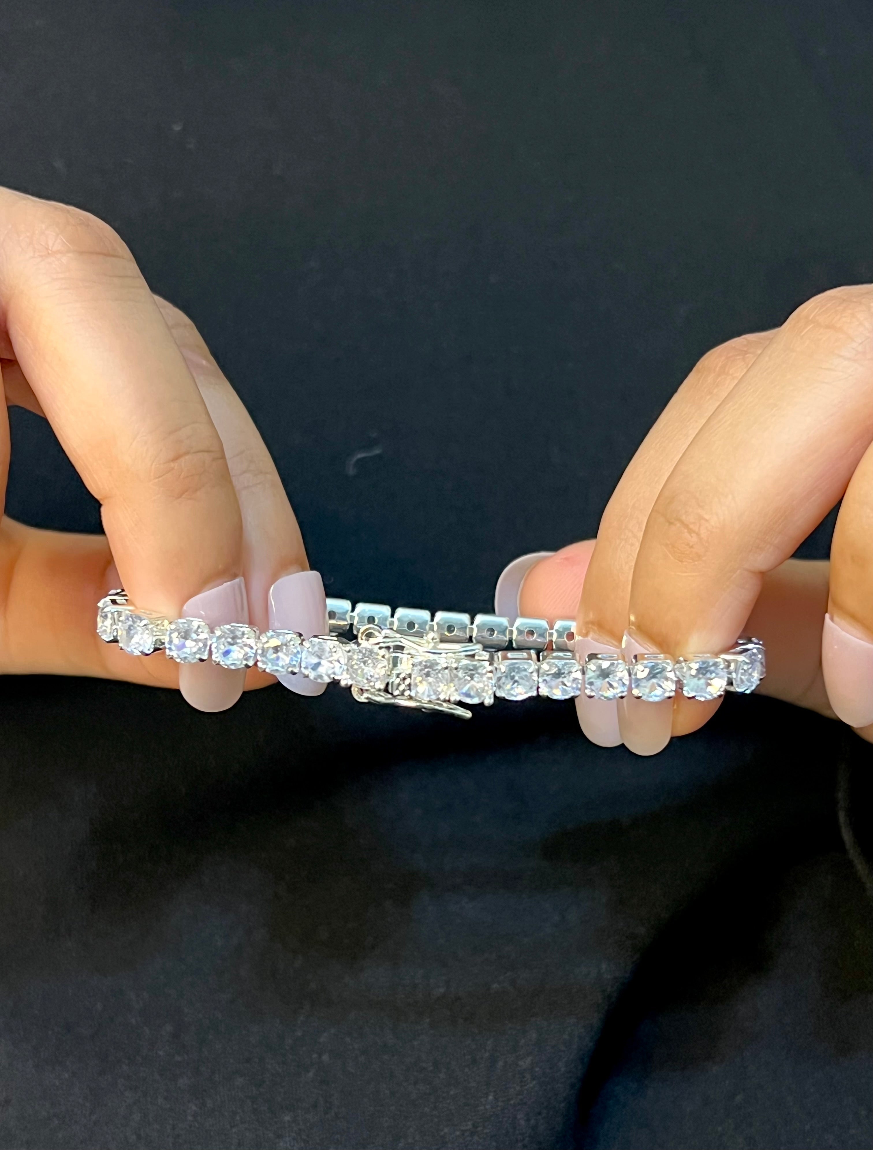 Full Round Tennis Silver Bracelet