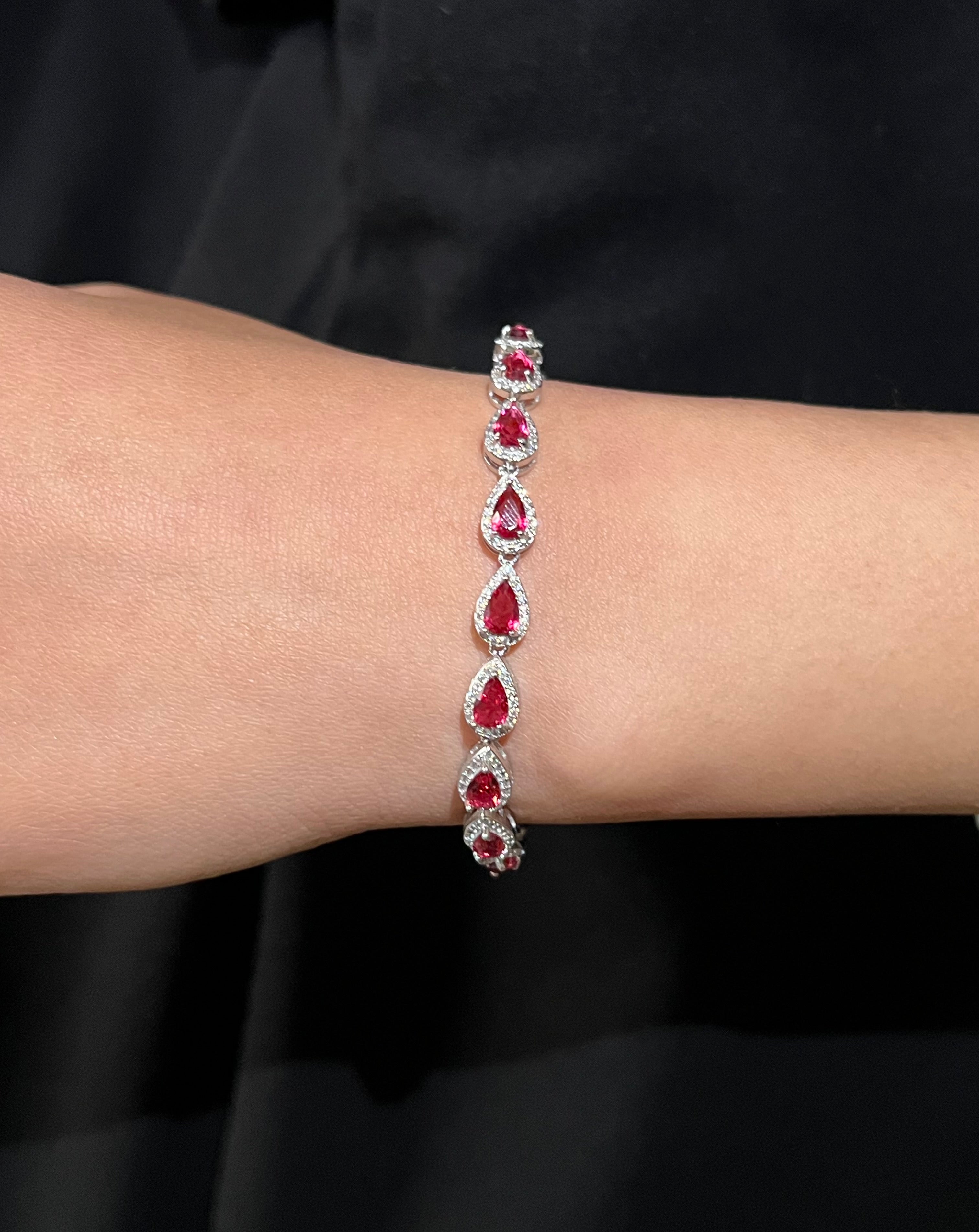Ruby Red Teardrop Bracelet