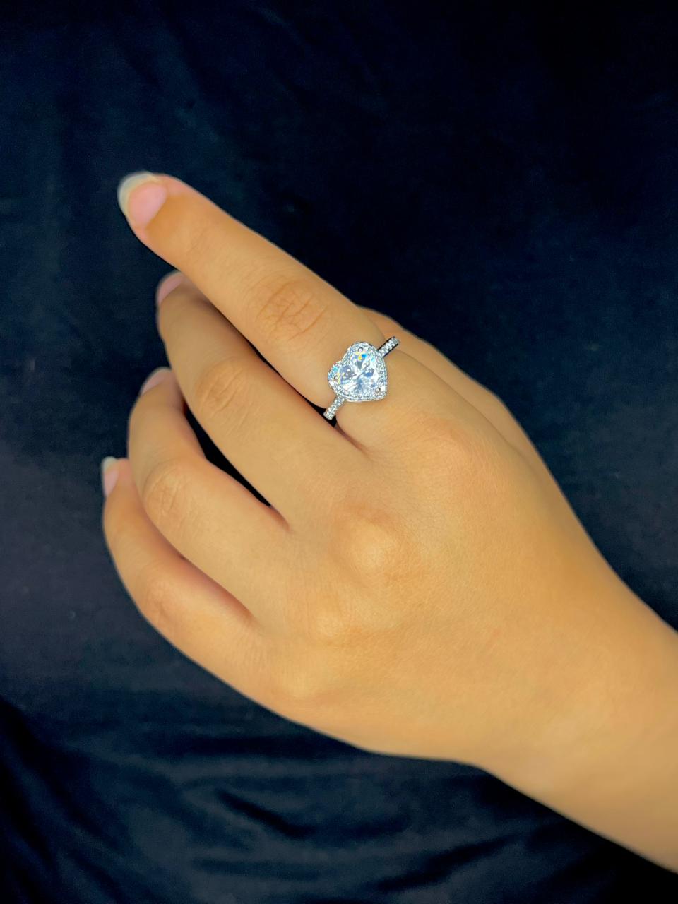 White Heart Ring